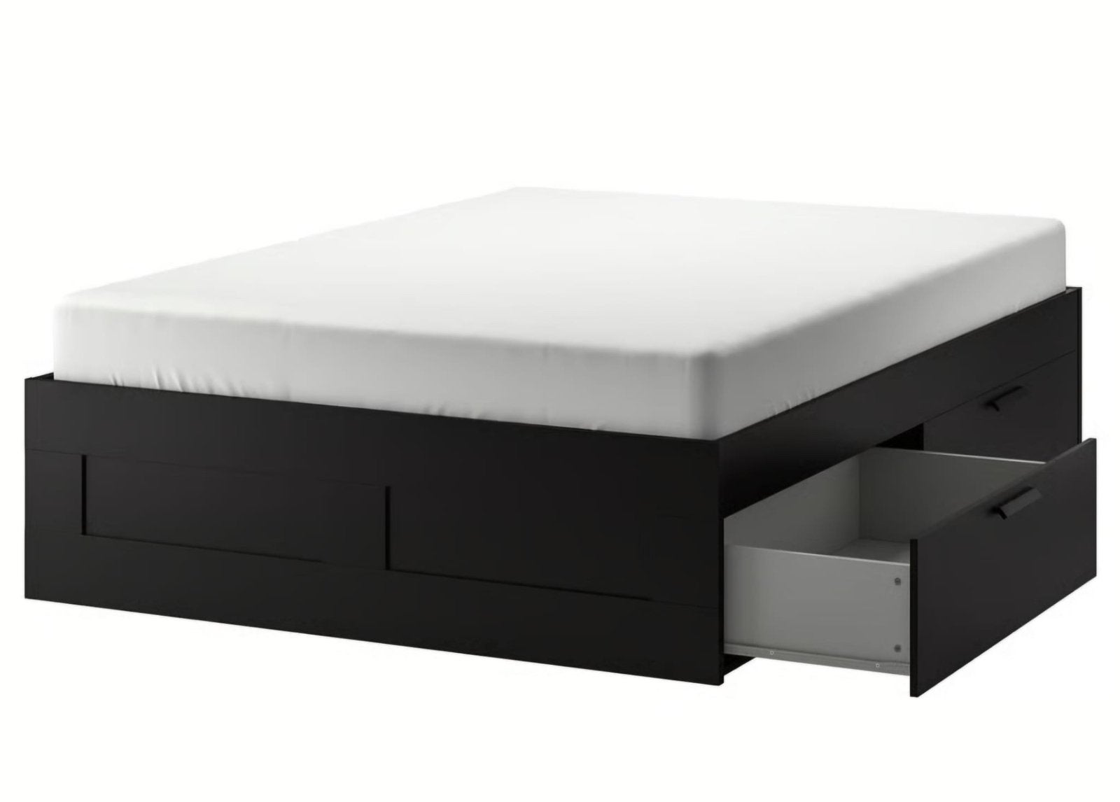 IKEA Brimnes bed met 2 nachtkastjes, Zwart, Tweepersoons, 200 cm, Hout