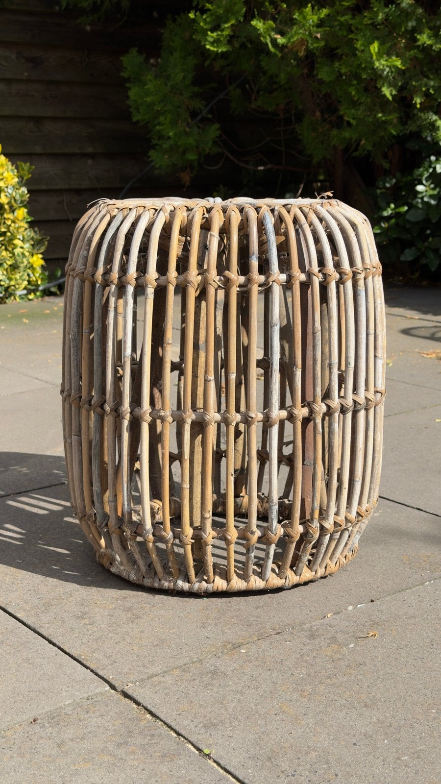 Rieten/Bamboe/Rotan bijzettafel voor buiten, Ophalen, Gebruikt, Rond, Overige materialen