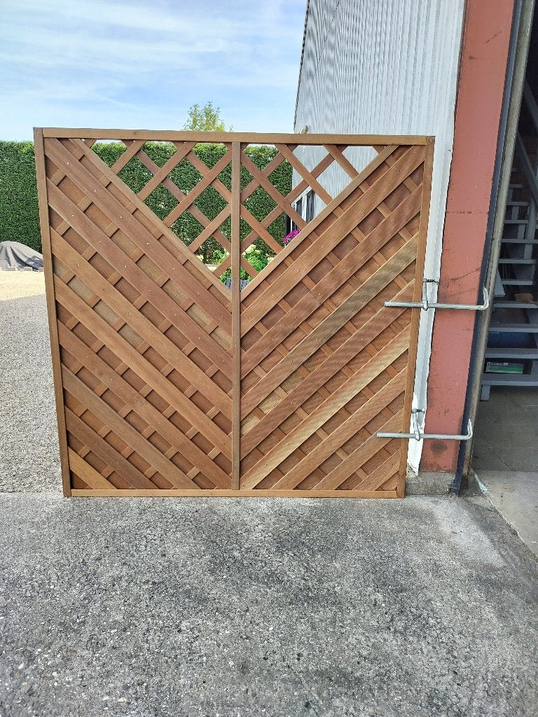 Tuinscherm met trellis, Tuin en Terras, Ophalen, 150 tot 200 cm, Nieuw, 150 tot 200 cm