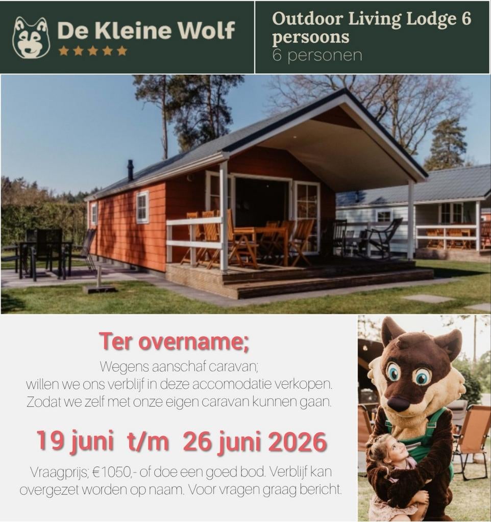 Camping 'de Kleine Wolf' in Ommen 19 t/m 26 juni'26.
