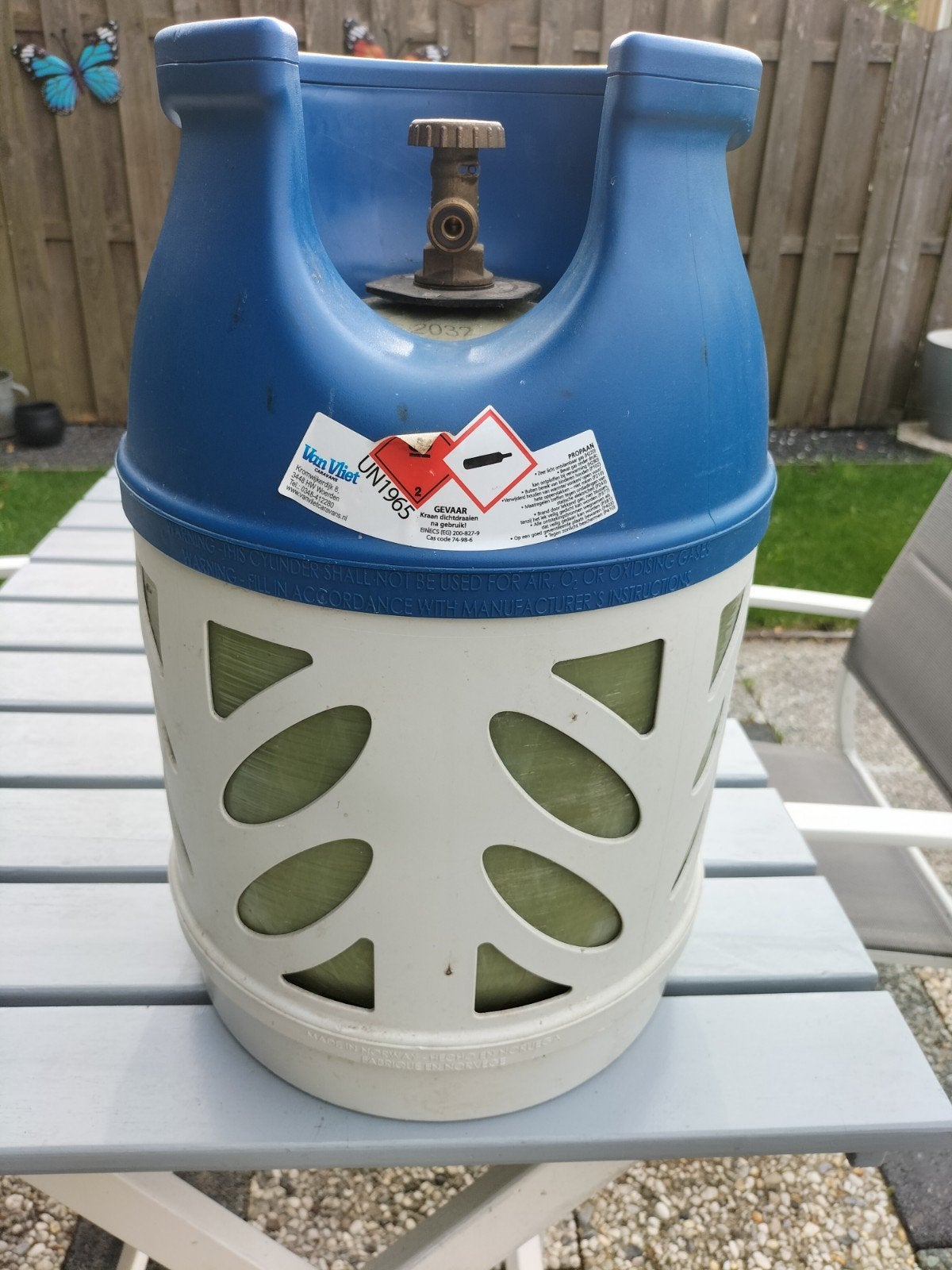 I-licht kunstof gasfles propaan 5 kg, Ophalen of Verzenden, Zo goed als nieuw