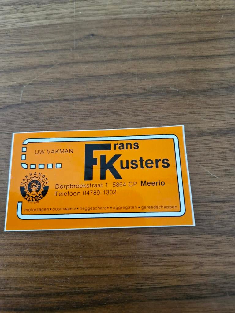 7775 Frans Kusters Vakman Sticker - Meerlo, Ophalen of Verzenden