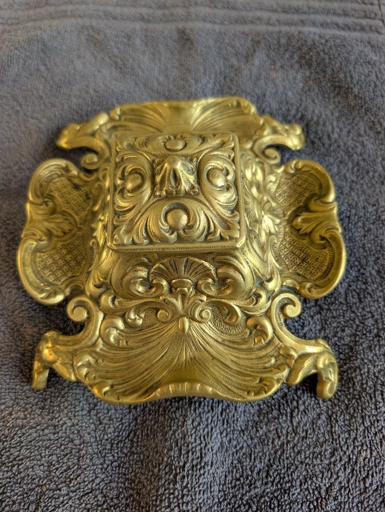 Antiek Frans vuurverguld bronzen inktstel Rococo - 19e eeuw, Antiek en Kunst, Ophalen, Brons