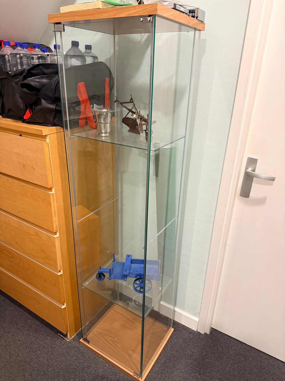 Ikea Detolf vitrinekast - Glas en hout, Ophalen, Minder dan 50 cm, Gebruikt, Glas
