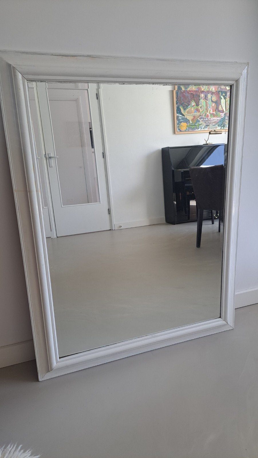 Grote spiegel met facet geslepen glas en houten lijst, Ophalen, Gebruikt, 100 tot 150 cm, 75 tot 100 cm