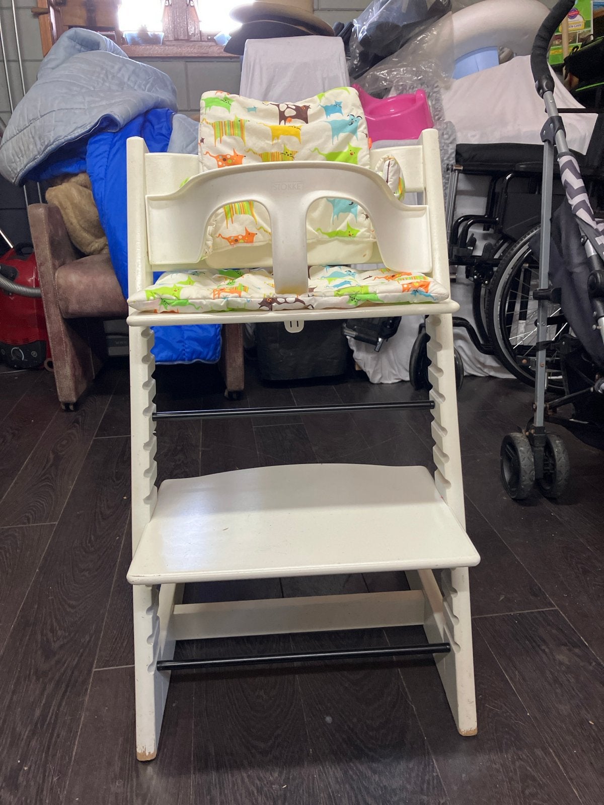 Stokke Tripp Trapp meegroeistoel met kussens, Ophalen of Verzenden, Gebruikt, Meegroeistoel, Aanschuifbaar