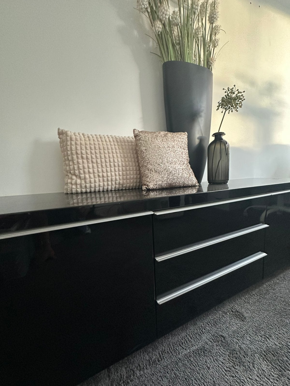 IKEA BESTÅ BURS TV-Meubel Hoogglans Zwart (180 cm), Ophalen, 150 tot 200 cm, Zo goed als nieuw, Minder dan 100 cm
