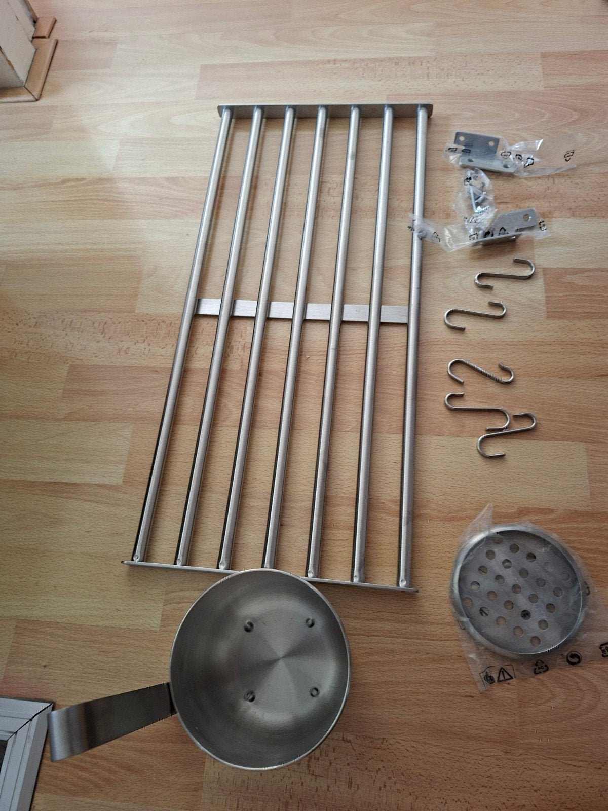 Keukenrekje met bevestigingsmateriaal en accessoires, Ophalen, Overige typen, Zilver, Zo goed als nieuw