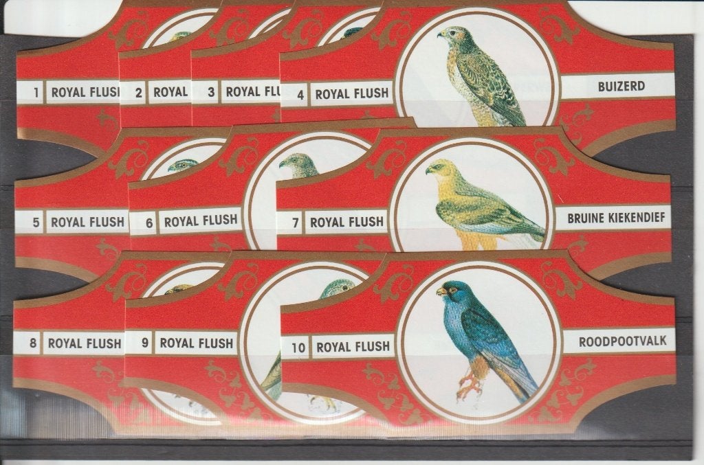 reeks 1969  roofvogels  -10   sigarenbanden, Ophalen of Verzenden, Zo goed als nieuw, Sigarenbandjes