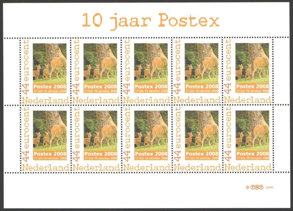 Postzegelbeursvelletje Postex 10 jaar 2008 (1), Ophalen of Verzenden, Na 1940, Postfris