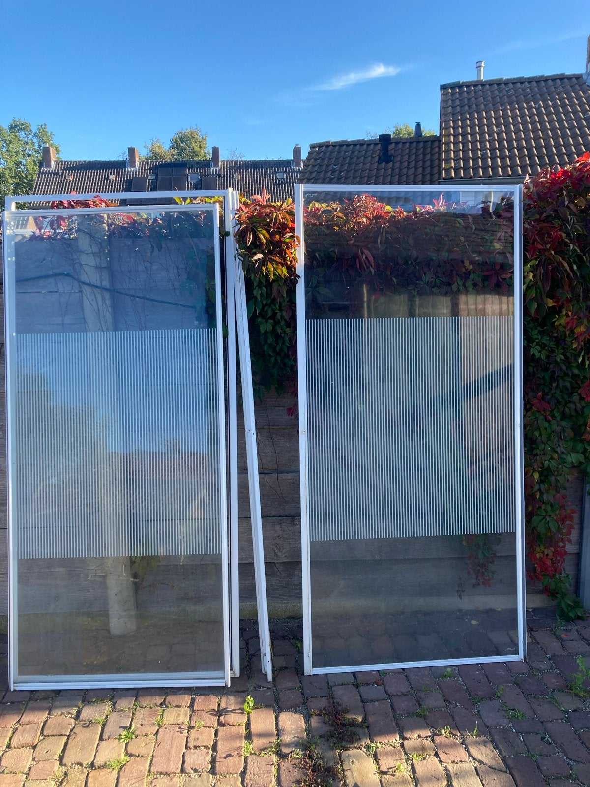 Douchecabine wanden - Glas met wit frame, Ophalen, Gebruikt, Glas, Douche