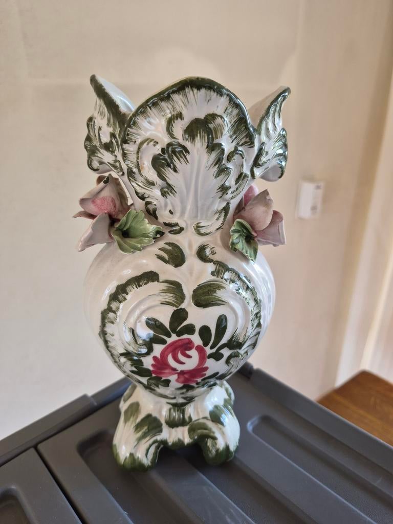 Vintage Italiaanse Capodimonte Stijl Vaas met Bloemen, Antiek en Kunst, Ophalen of Verzenden