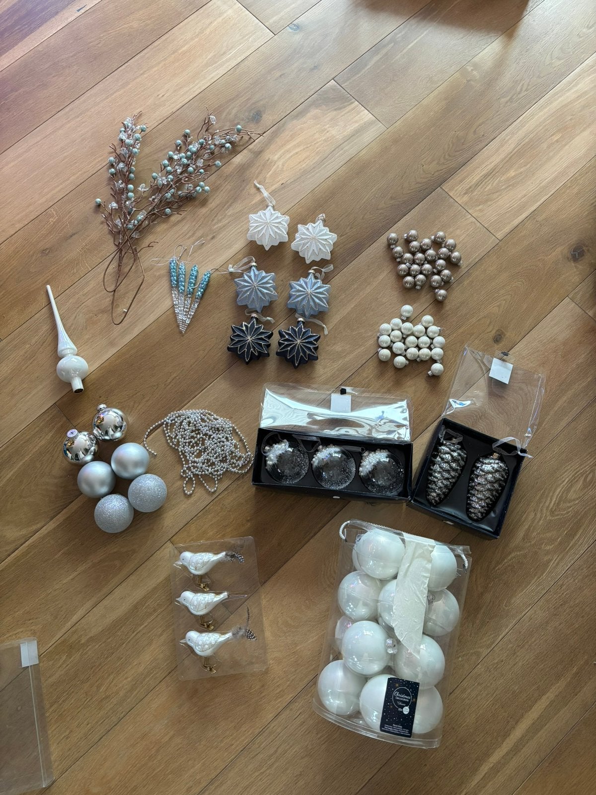 Luxe kerstballen & kerstdecoratie set – blauw/wit/zilver, Ophalen of Verzenden, Zo goed als nieuw