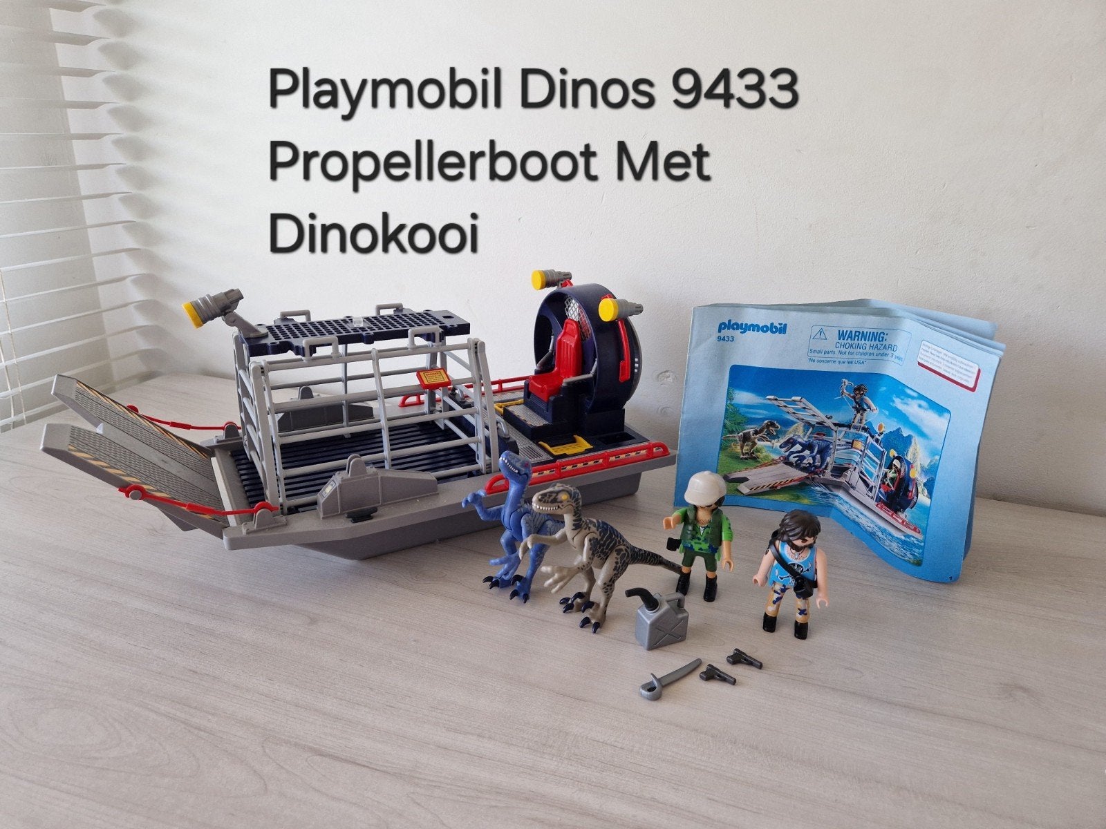 playmobil dino 9433 propellerboot met dino kooi, Complete set, Zo goed als nieuw, Boot/Schip, Historisch