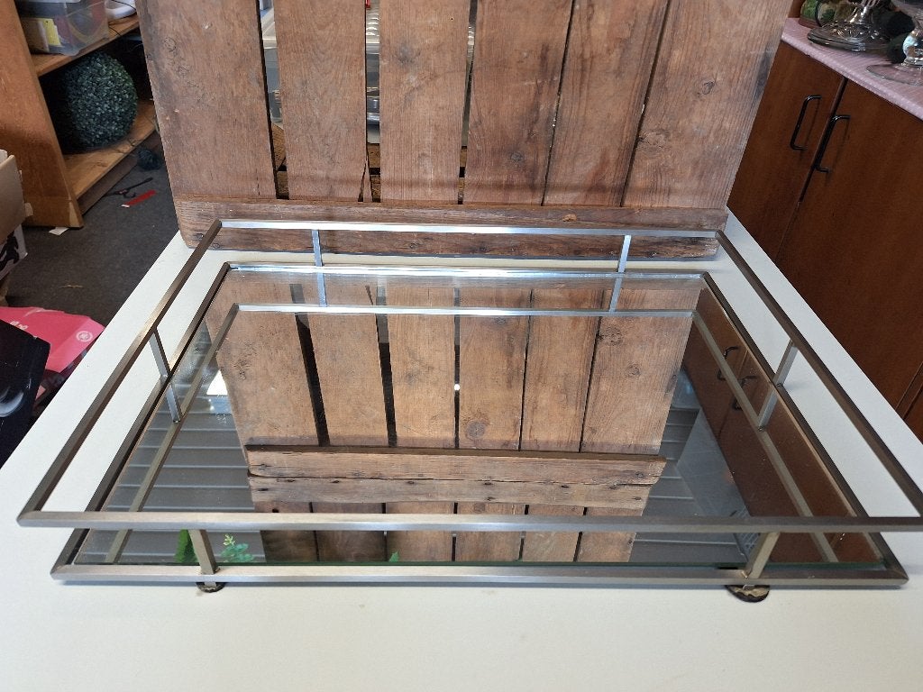 Dienblad met spiegelglas - 48 x 35 cm, Ophalen, Zo goed als nieuw, Dienblad, Afneembaar