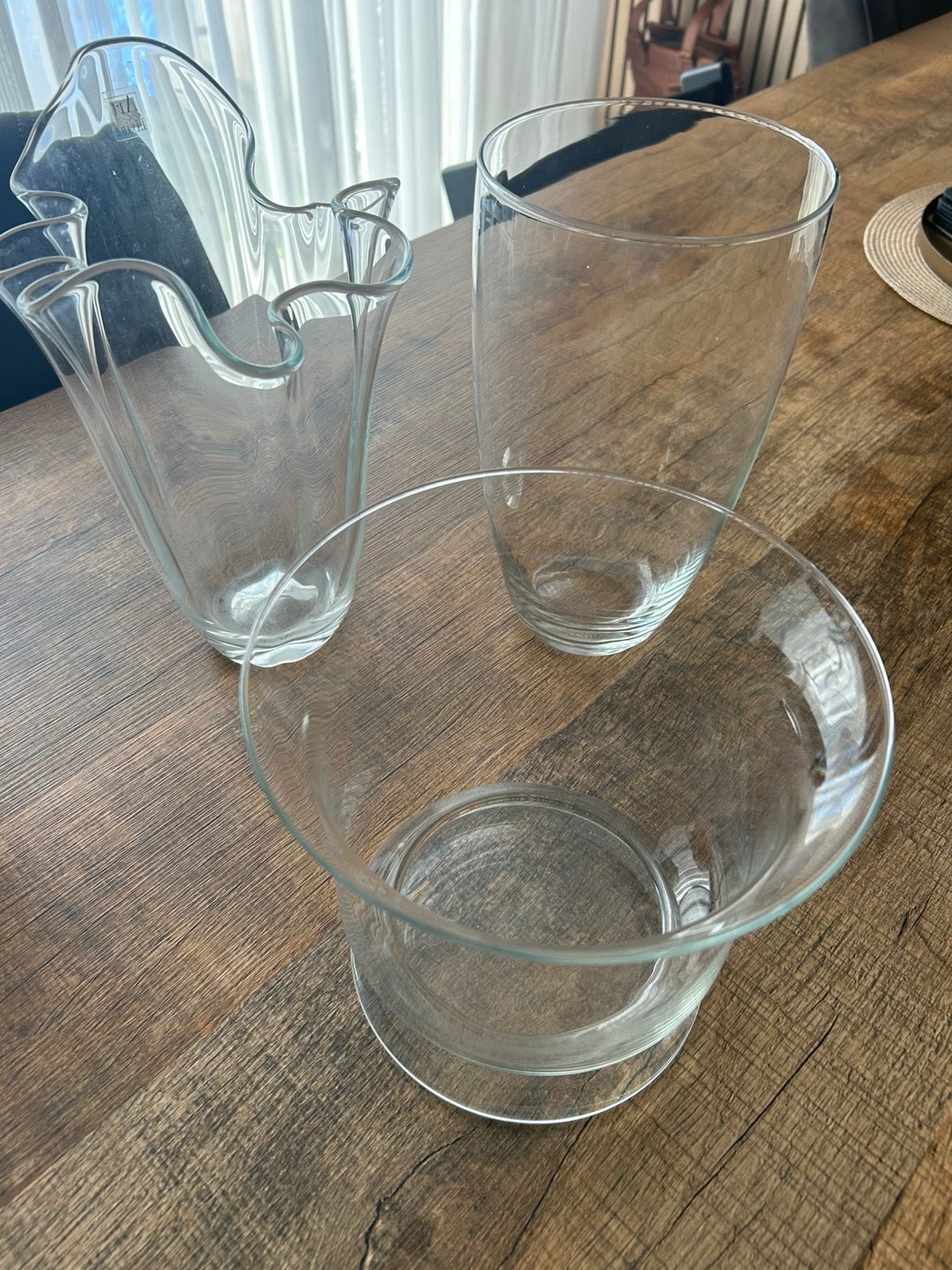 3 mooie glazen vazen, Ophalen, Zo goed als nieuw, Transparant, Glas