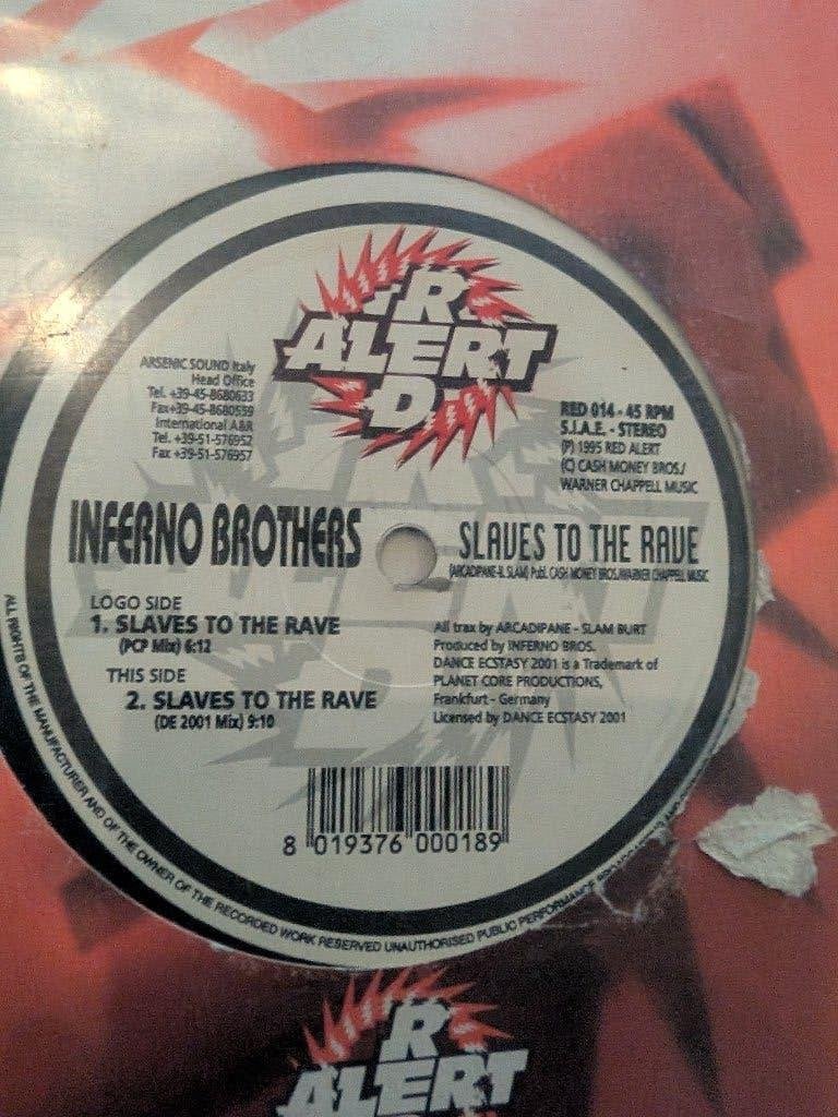 Inferno Bro's - Slaves to the Raves, Gebruikt, Ophalen of Verzenden, 12 inch, Hardcore