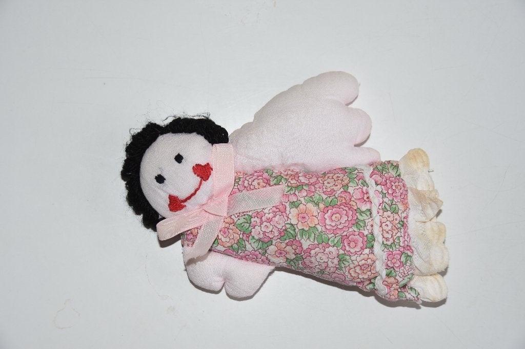 Brocante stoffen engel roze wanddecoratie Kerst, Verzenden