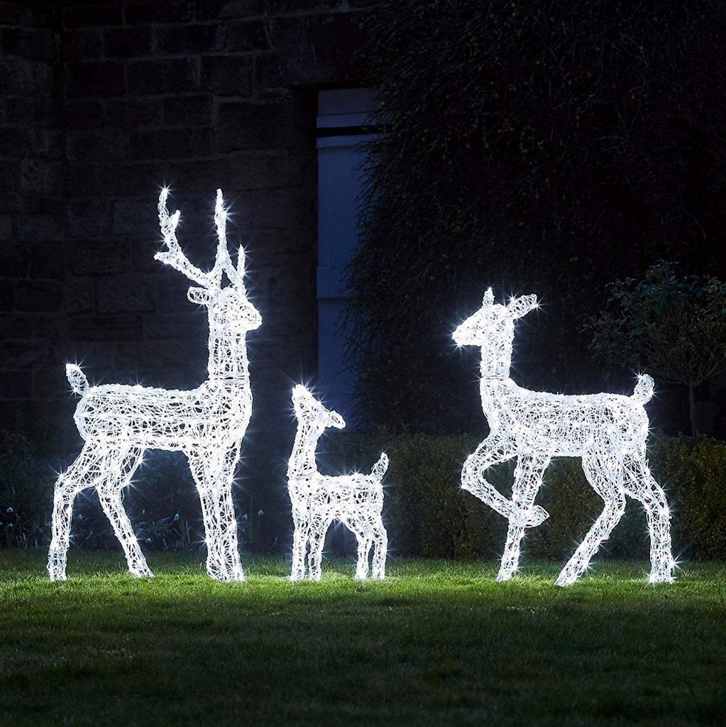 LED Rendierfamilie Acryl 120cm 90cm 60cm. 220V Timer IP44, Ophalen of Verzenden, Nieuw