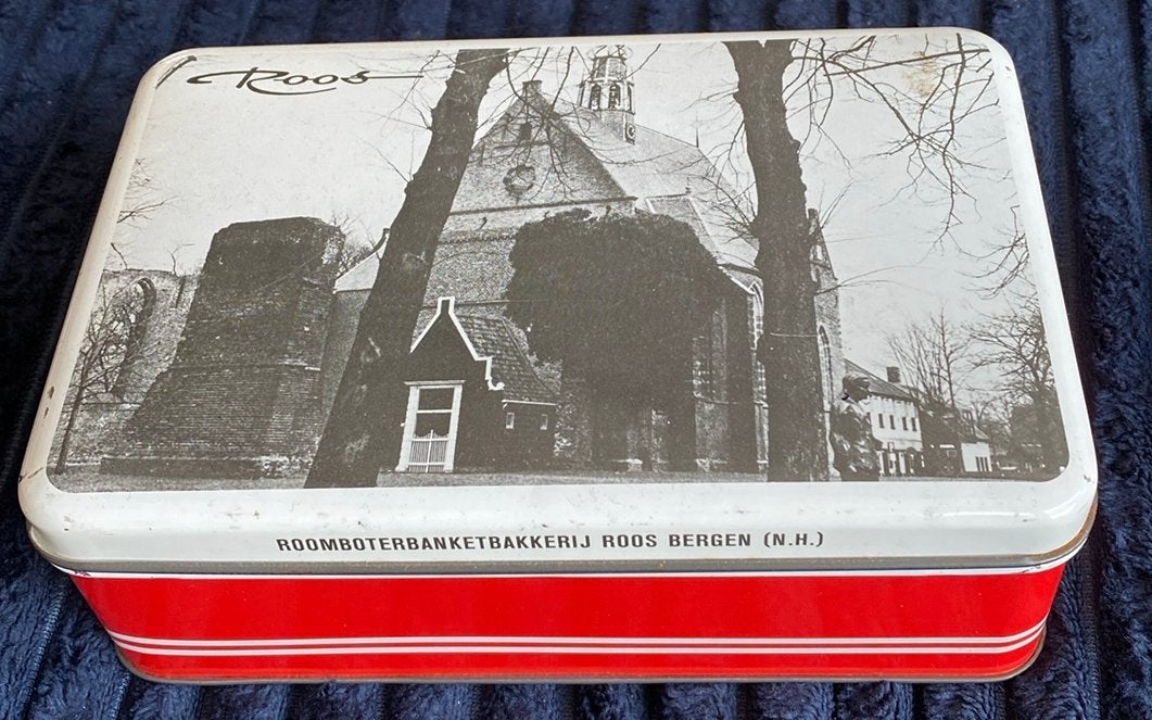 Koekblikje Roomboterbanketbakkerij Roos, Verzamelen, Blikken, Ophalen of Verzenden, Gebruikt, Koek(jes)