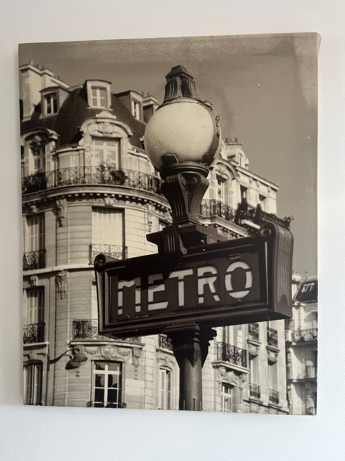 Metro Parijs Canvas Zwart-Wit 40x50, Huis en Inrichting, 50 – 75, Gebruikt, Ophalen of Verzenden, Schilderij