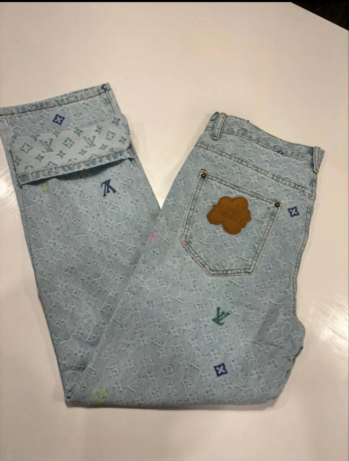 Louis Vuitton Monogram Denim Set - Broek & Jas, Ophalen of Verzenden, Zo goed als nieuw, Blauw