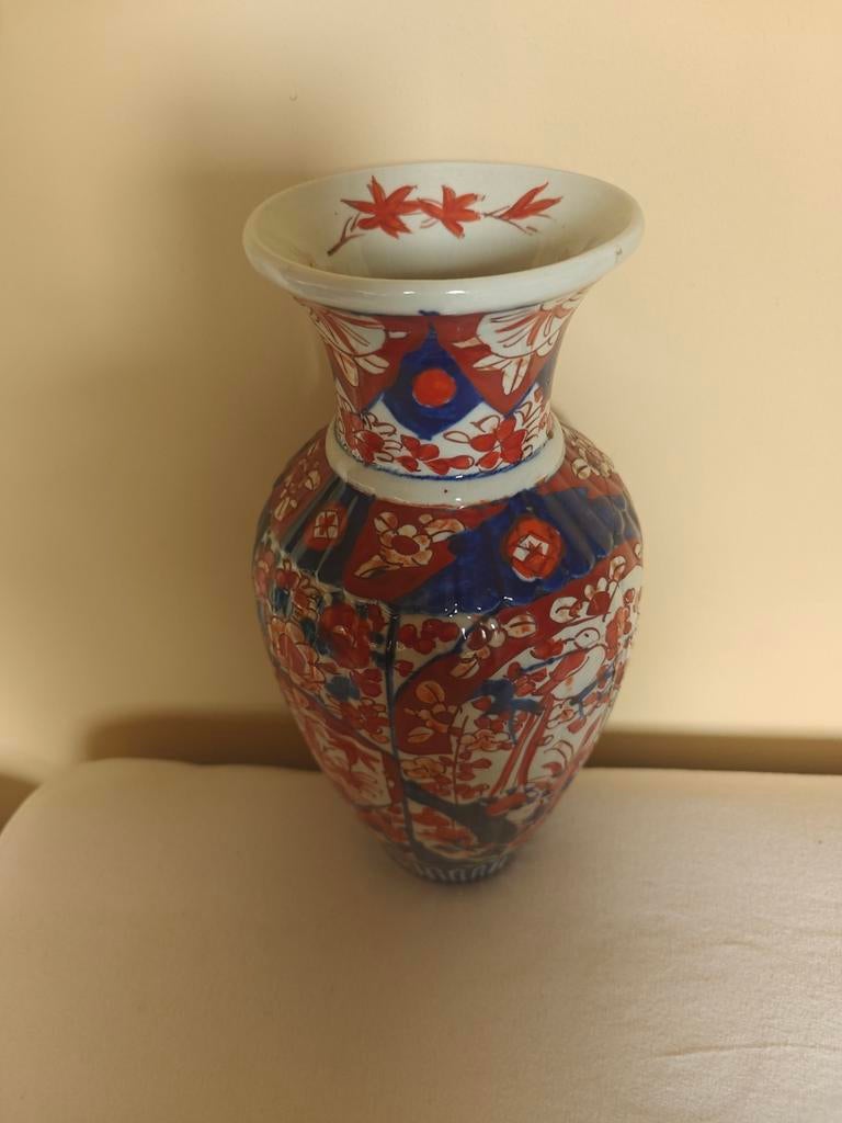 Antieke Imari Vaas - Rood, Blauw & Wit Porselein, Ophalen of Verzenden