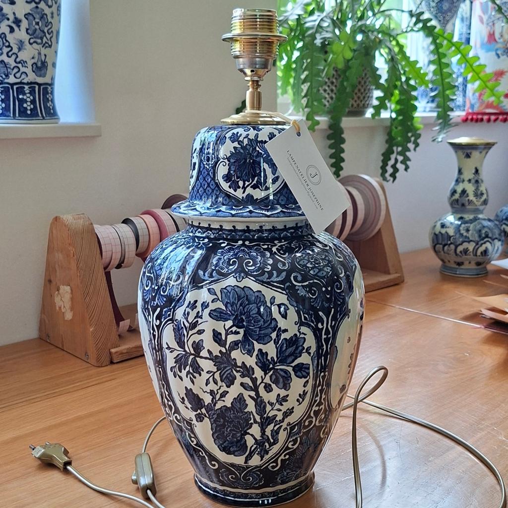 Handgemaakte lampenvoet van oude Boch dekselvaas, Ophalen of Verzenden, Nieuw, Minder dan 50 cm