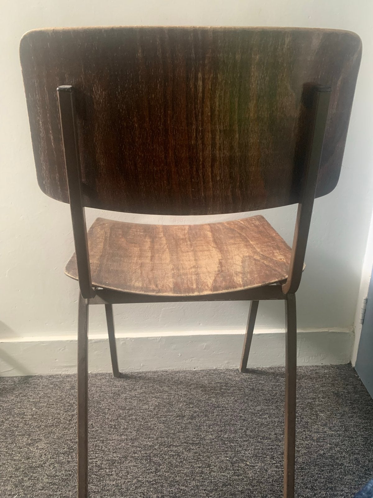 Vintage schoolstoel - Houten zitting en rugleuning, Ophalen