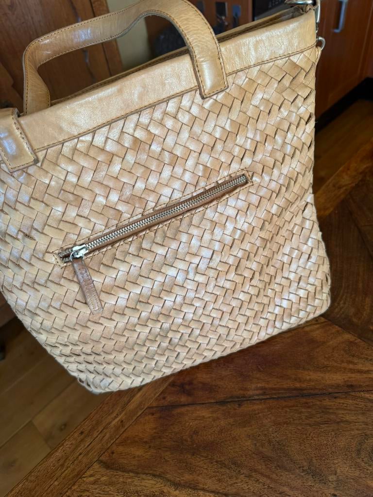 Camel leren cowboysbag, Sieraden, Tassen en Uiterlijk, Tassen | Damestassen, Ophalen of Verzenden, Zo goed als nieuw, Bruin, Handtas