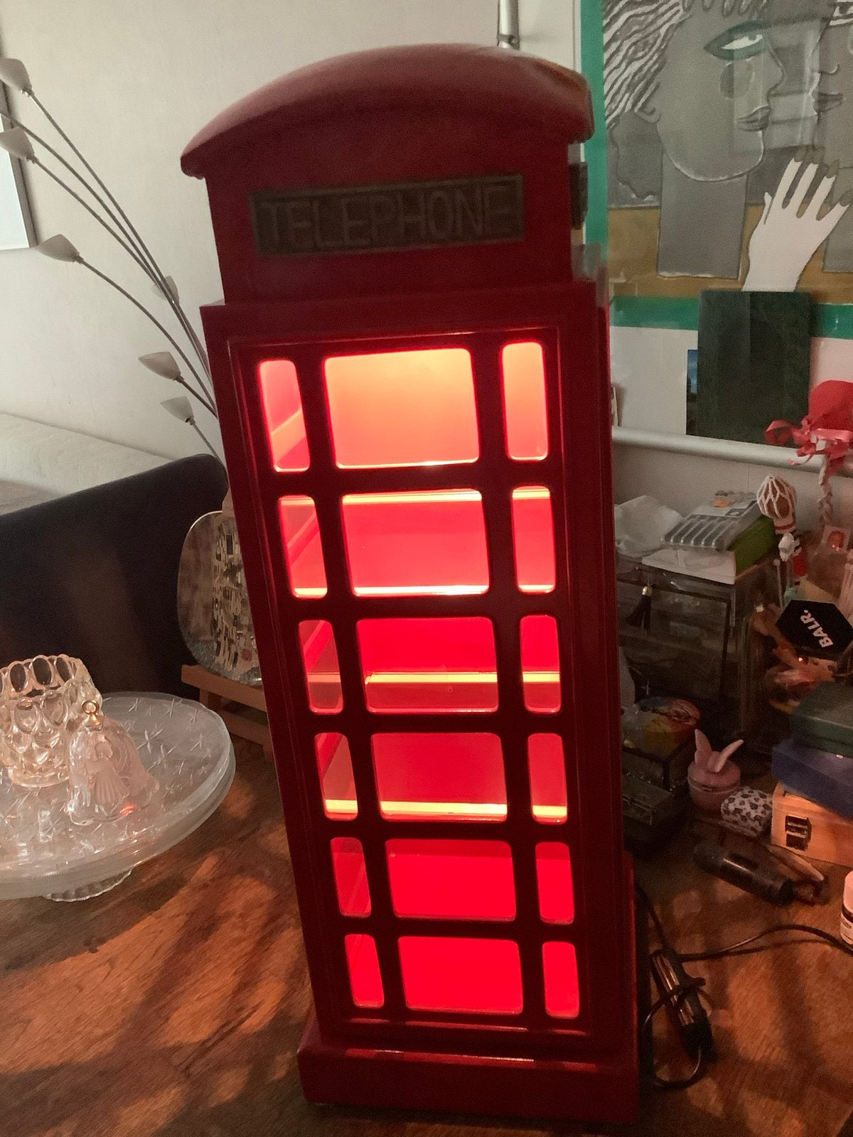 Unieke Telefooncel Lamp met Opbergruimte - Rood, Overige merken, Gebruikt, Overige fittingen, Rood