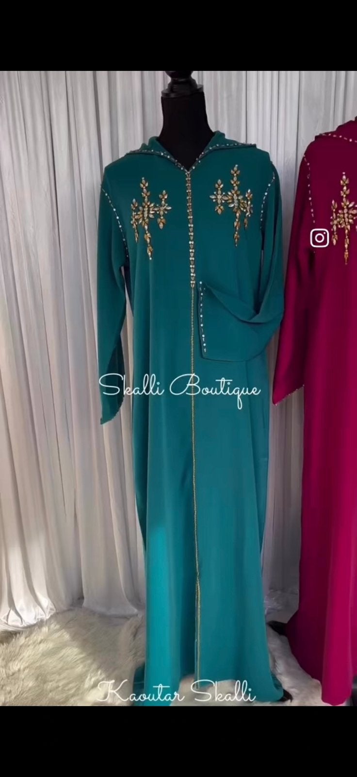Jelaba turquoise met steentjes m/l, Kleding | Dames, Gelegenheidskleding, Ophalen of Verzenden, Zo goed als nieuw, Blauw, Overige typen