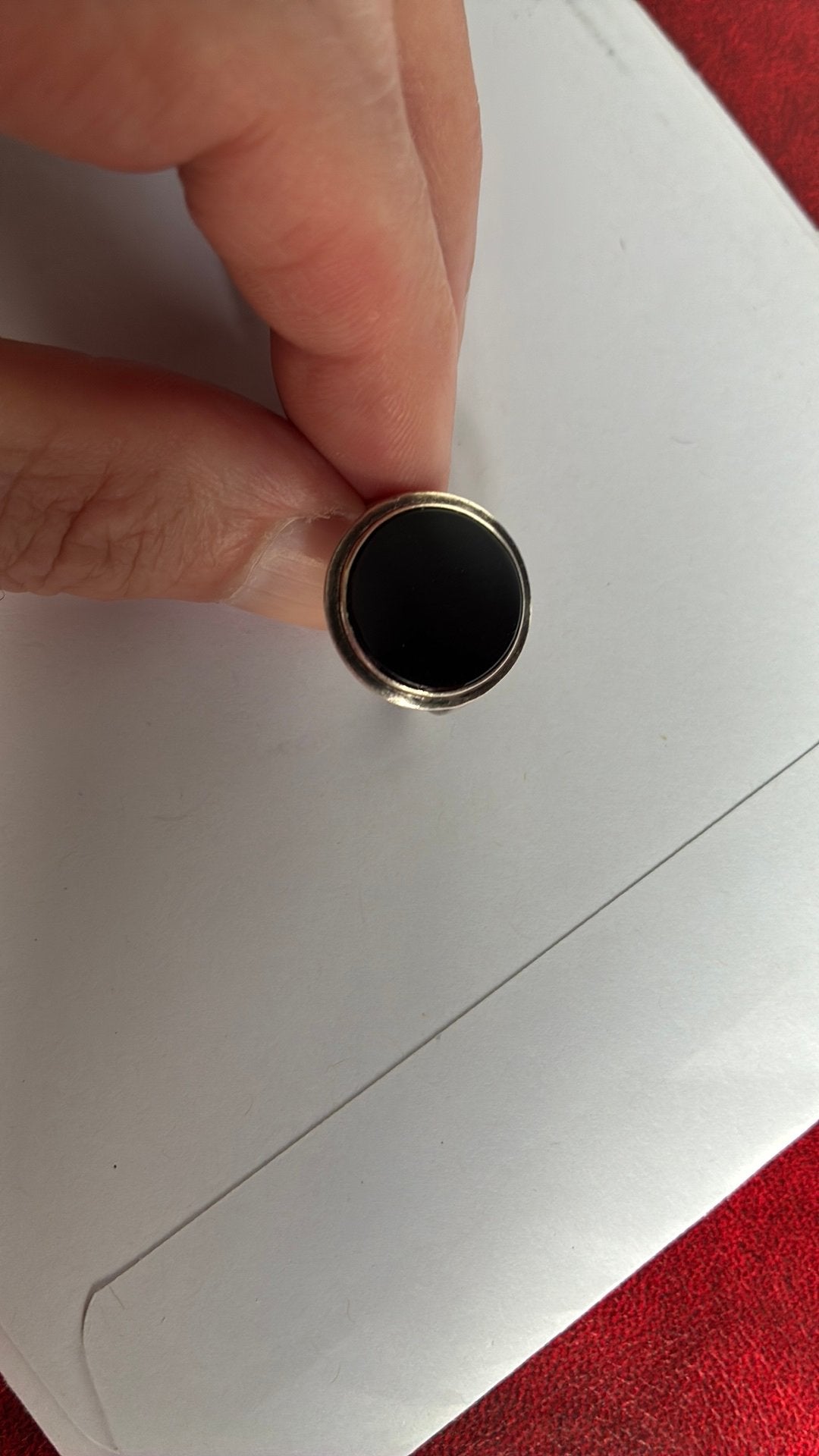 Zilver ring 19 mm onyx zwart, Gebruikt, 19 tot 20, Zwart, Ophalen of Verzenden
