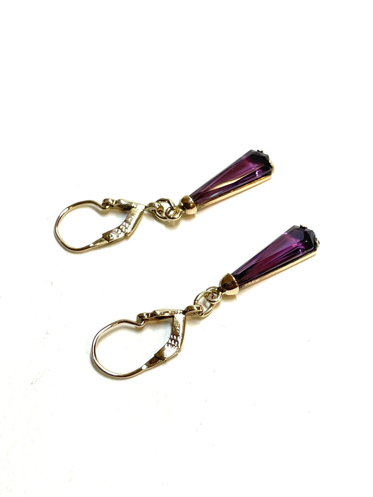 8k gouden oorbellen met amethist, Sieraden, Tassen en Uiterlijk, Oorbellen, Hangers, -, -, Ophalen of Verzenden