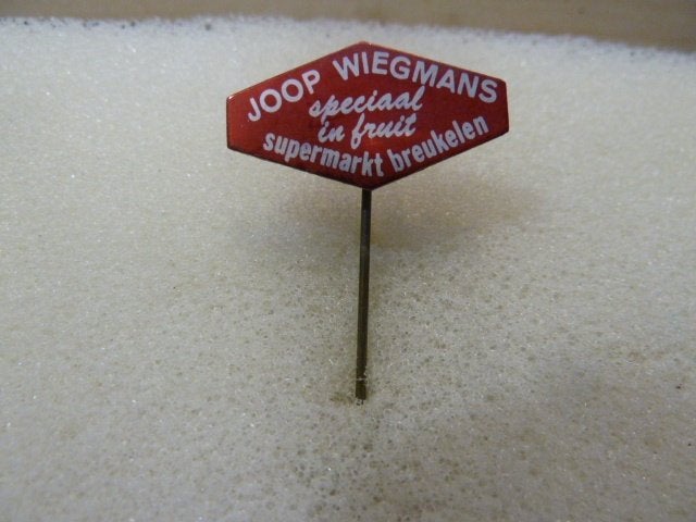 Vintage Joop Wiegmans Supermarkt Breukelen Speldje, Ophalen of Verzenden, Gebruikt, Overige onderwerpen, Speldje of Pin