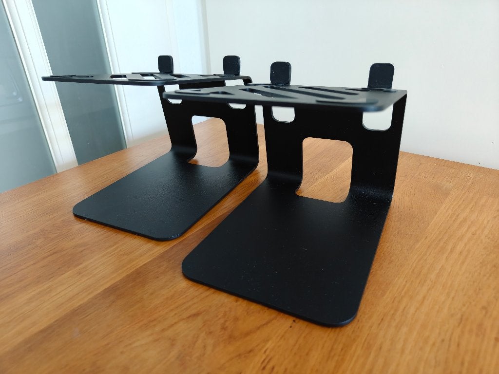 Metalen Bureau Speakerstandaards (Set van 2) | Zwart, Ophalen of Verzenden, Zo goed als nieuw, Instrumentstandaard, Speaker