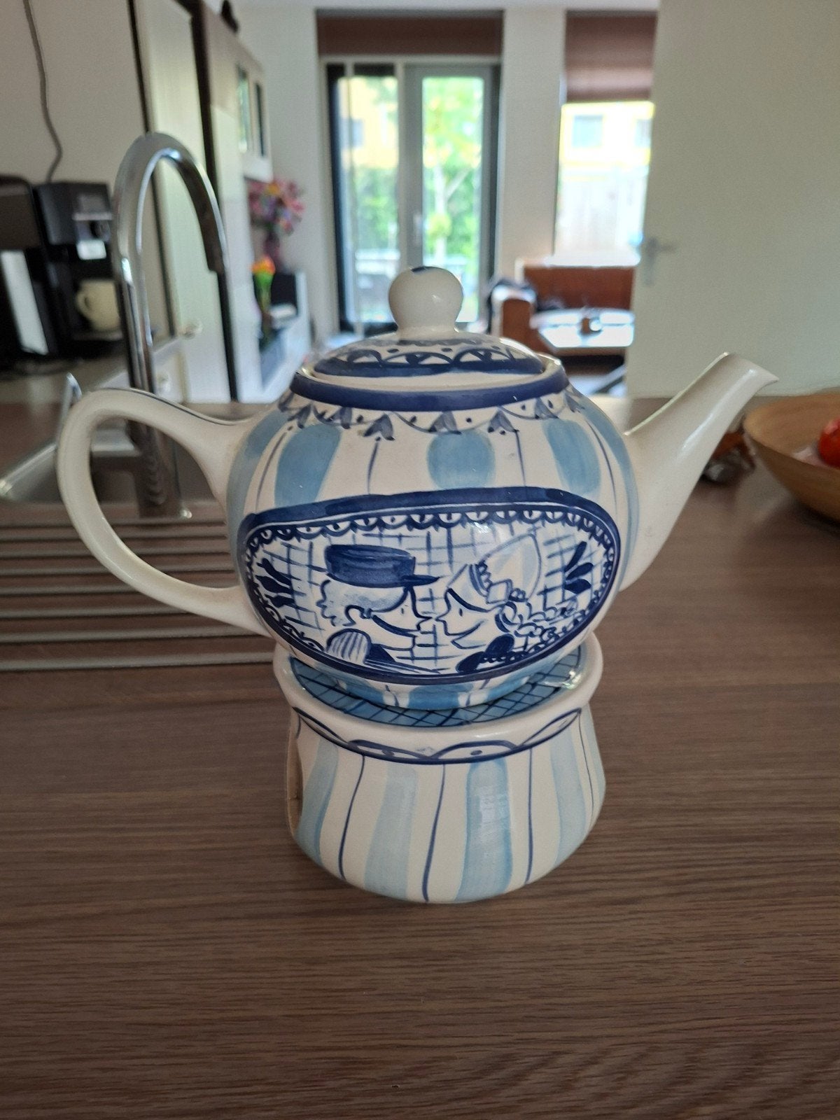 Blond Amsterdam Theepot Delfts Blauw met theelicht, Huis en Inrichting, Ophalen of Verzenden, Zo goed als nieuw