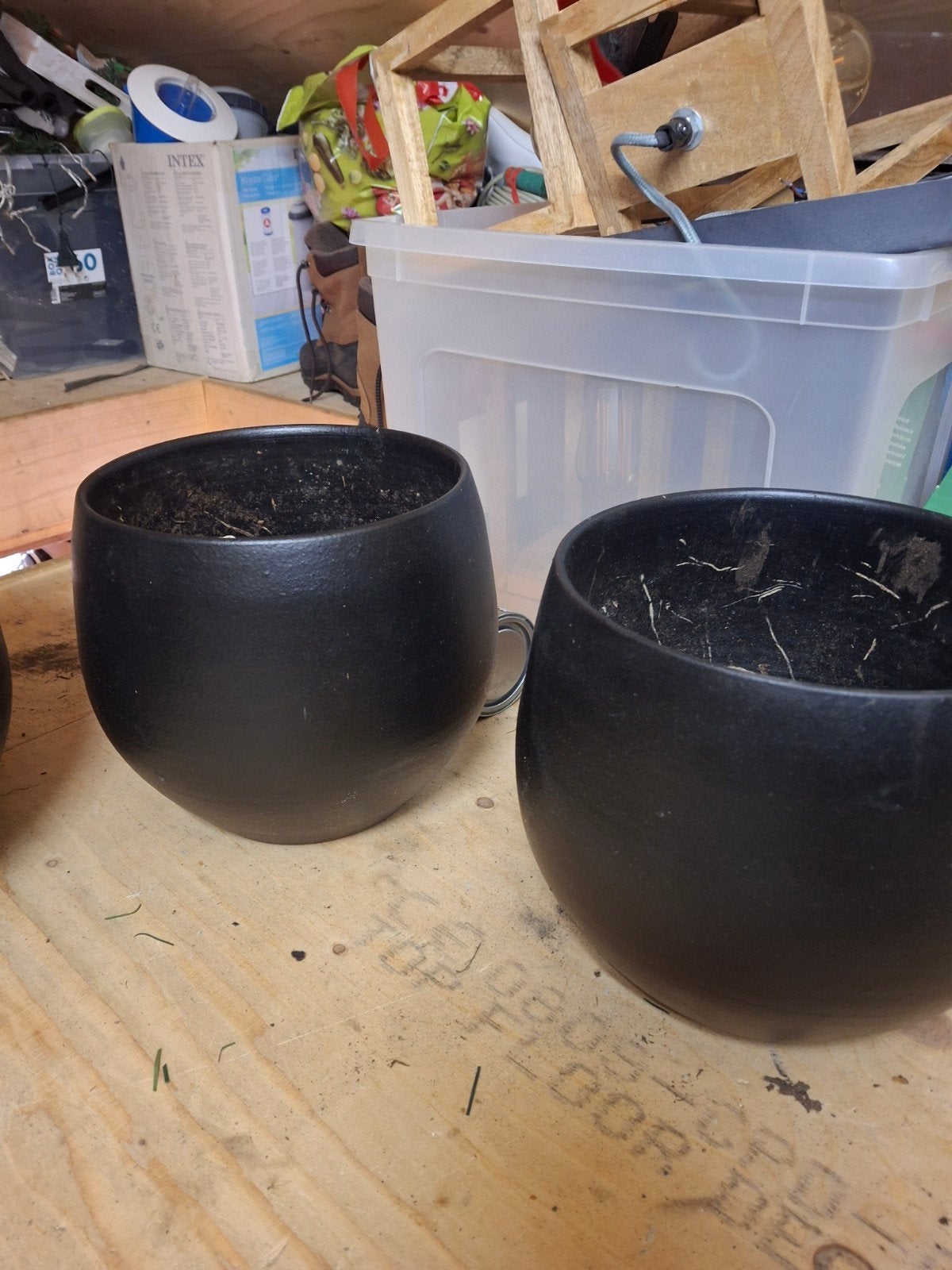 Zwarte bloempotten in diverse maten, Gebruikt, Minder dan 40 cm, Aardewerk, Ophalen