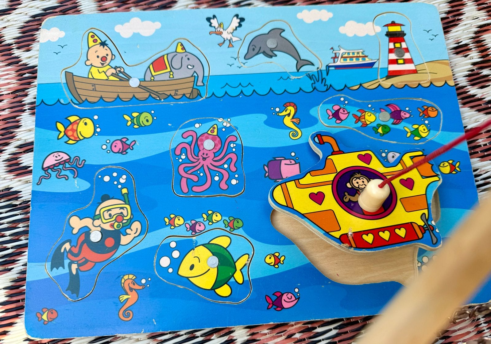 Houten Bumba hengelpuzzel, 2 tot 4 jaar, Gebruikt, 10 tot 50 stukjes, Ophalen of Verzenden