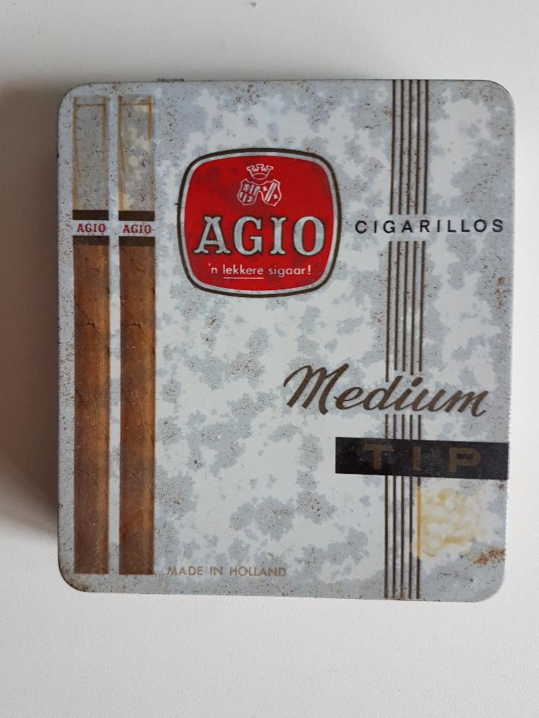 oud agio blikje, cigarillos medium tip, Verzamelen, Ophalen of Verzenden, Gebruikt, Tabaksdoos of Verpakking