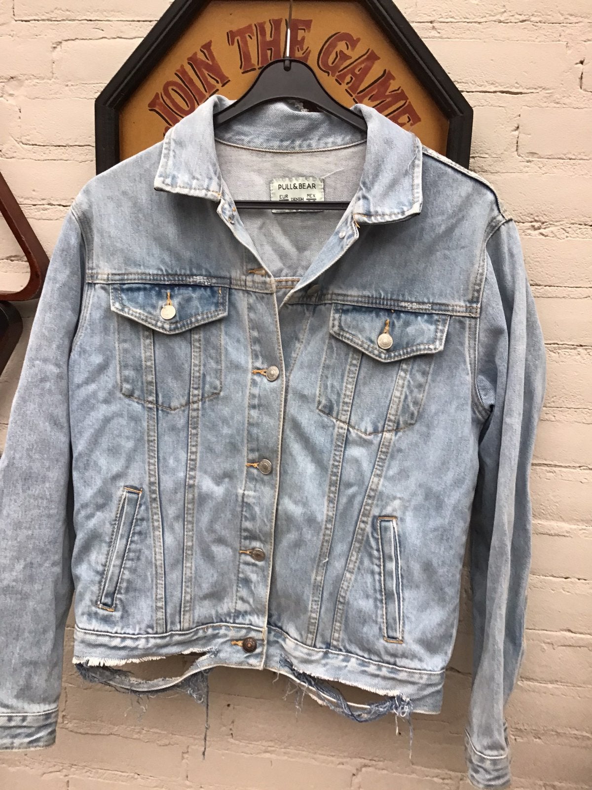 Spijkerjas S Pull&Bear, Ophalen of Verzenden, Zo goed als nieuw, Blauw