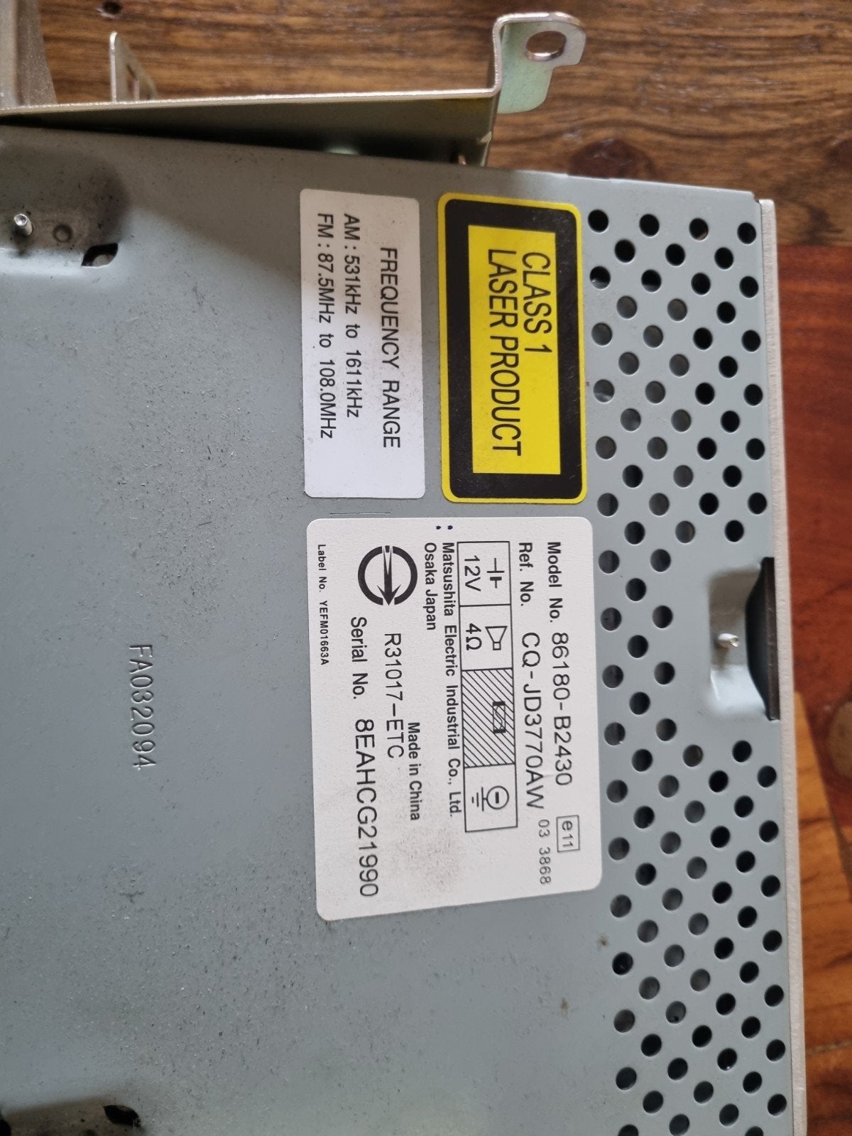 Panasonic CQ-JD3770AW Autoradio CD-speler, Ophalen of Verzenden