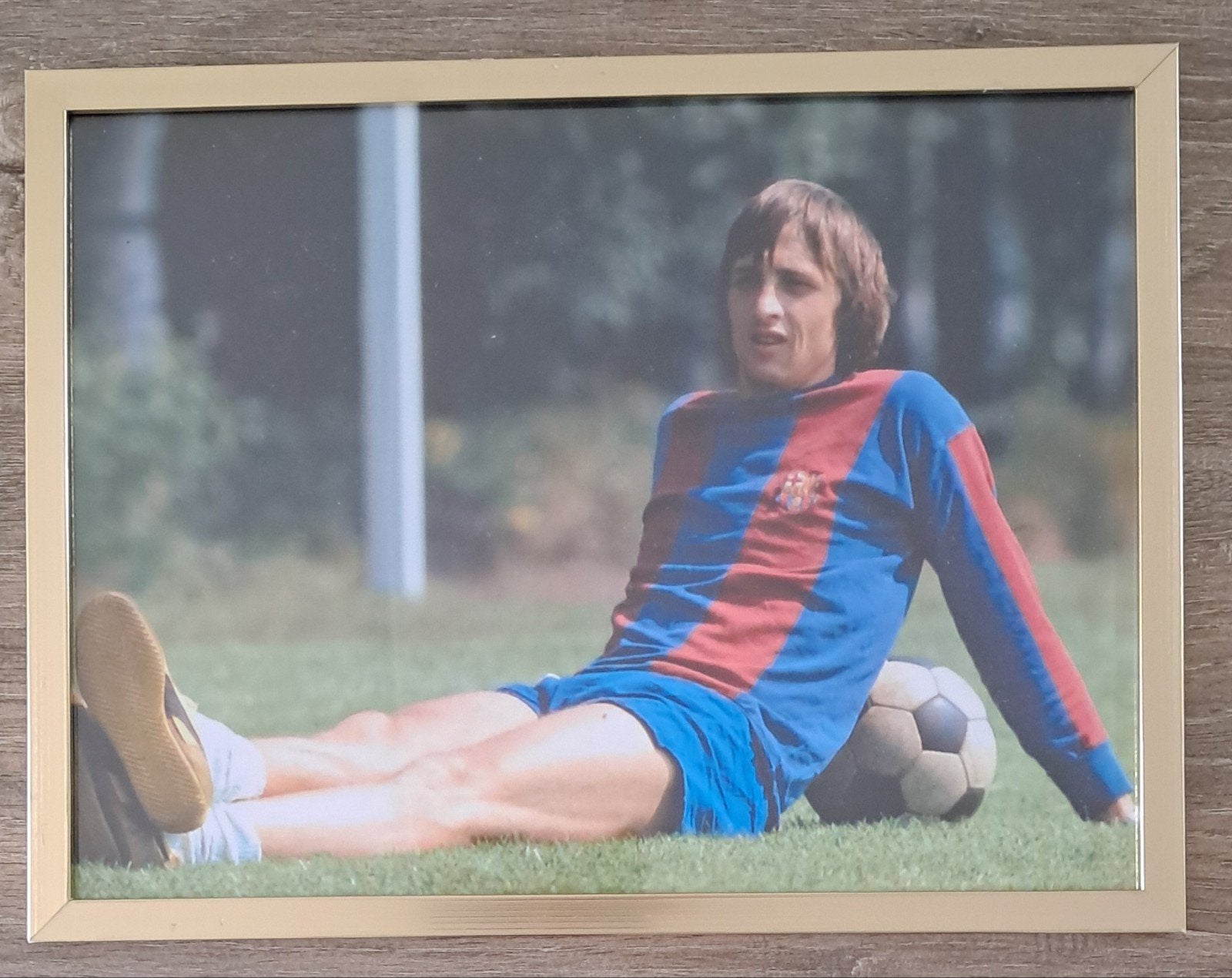 Ingelijste foto Johan Cruijff FC Barcelona, Ophalen of Verzenden, Zo goed als nieuw, Ajax