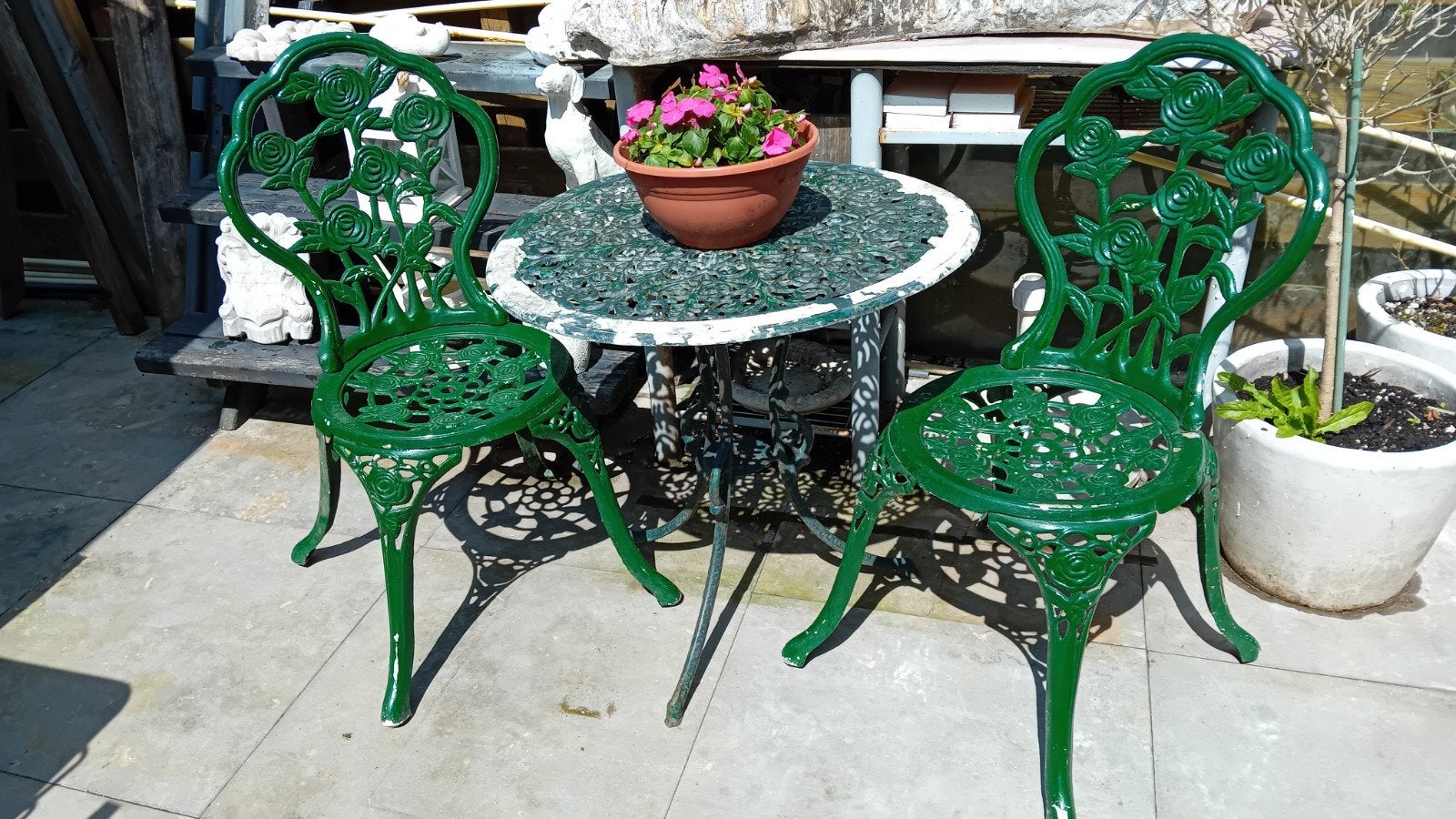 Bistrostoeltjes., Gebruikt, Aluminium, Tuinset, Ophalen