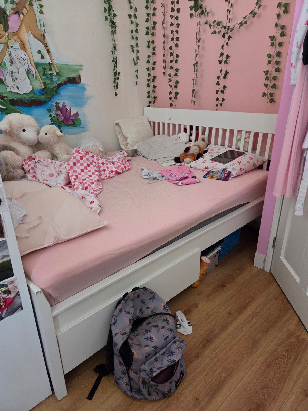 IKEA idanas bedframe wit 160x200 cm, Ophalen, Gebruikt, Wit, Tweepersoons