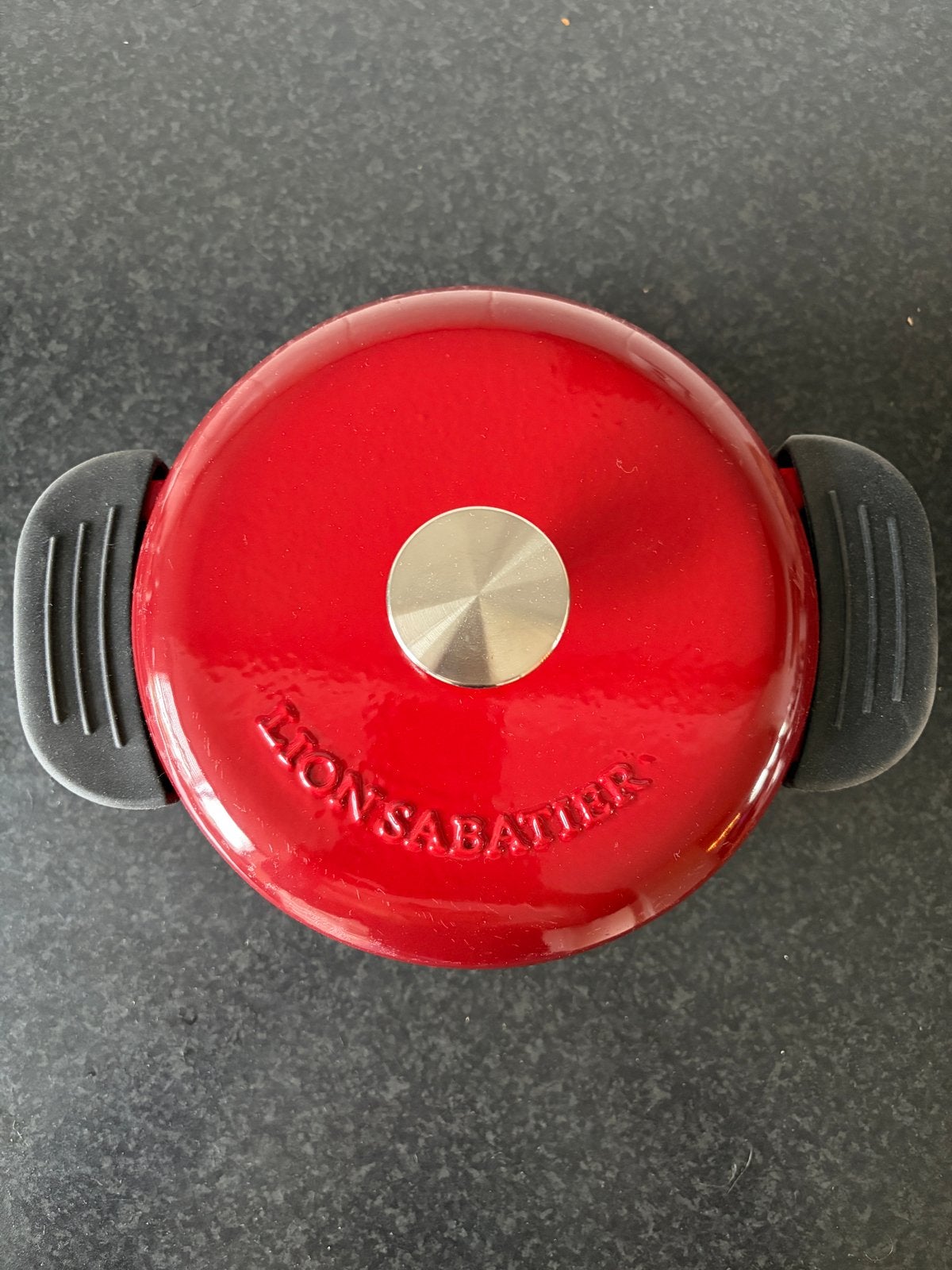Lion Sabatier Gietijzeren Braadpan Rood - diameter 21cm, Ophalen, Gebruikt, Met deksel, Overige merken