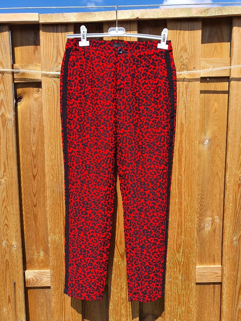 Seven Sisters Panterprint Broek Rood XS/34, Ophalen of Verzenden, Zo goed als nieuw, Maat 34 (XS) of kleiner, Lang