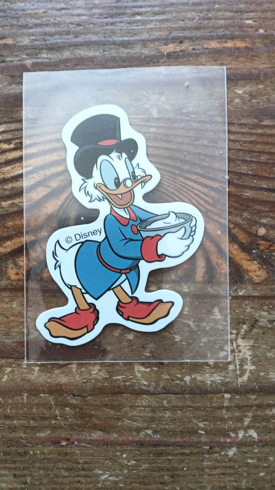 Sticker Dagobert Duck  Disney hoogte 6 cm in zakje, Ophalen of Verzenden, Donald Duck, Nieuw