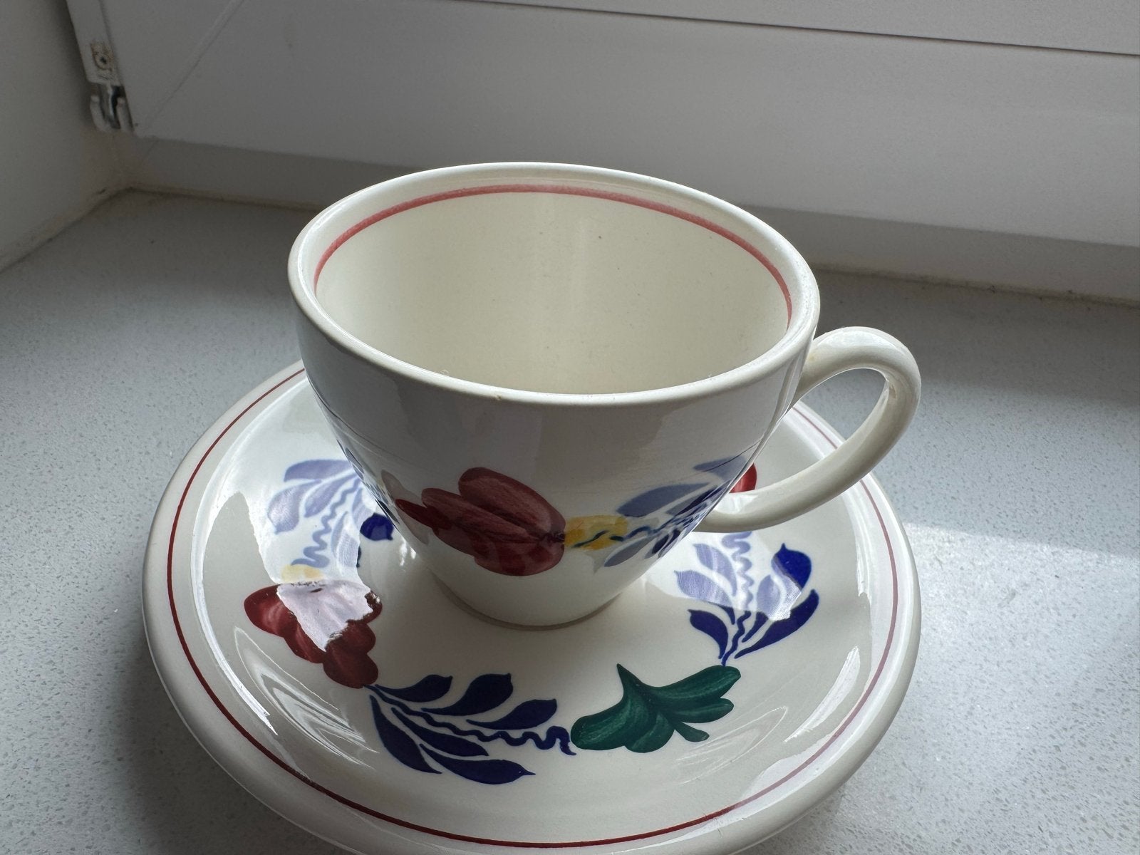 Set boerenbont Koffiekopjes en Schotels en 2 petitfour, Ophalen of Verzenden