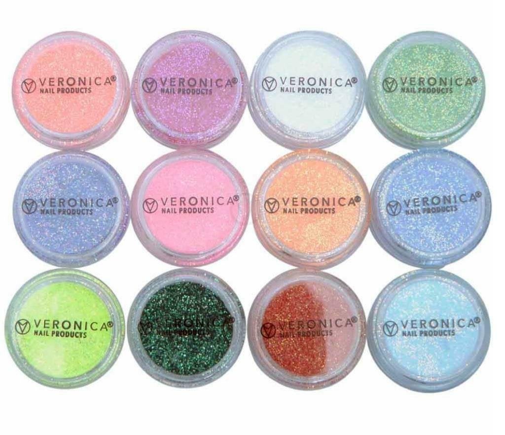 12x NEON nagel glitters, Overige kleuren, Nieuw, Ophalen of Verzenden, Handen en Nagels
